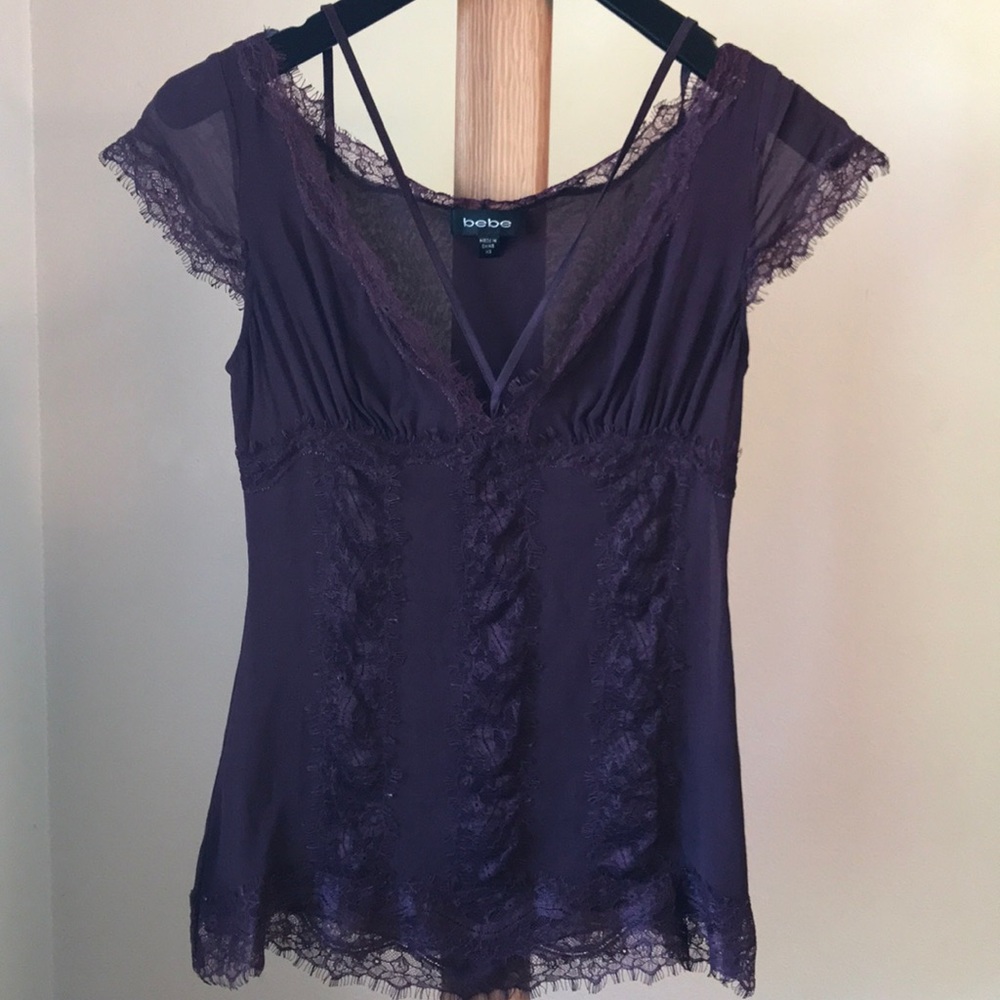 Bebe Silk Top in syrah